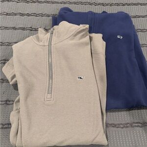 Vineyard Vines Grey and Navy Zip Up Sweaters